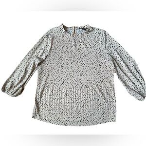 Adrianna Papell Pink Blouse with Black Polka Dots